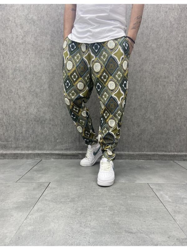 Beli Lastikli Bohem Baggy Desenli Pantolon