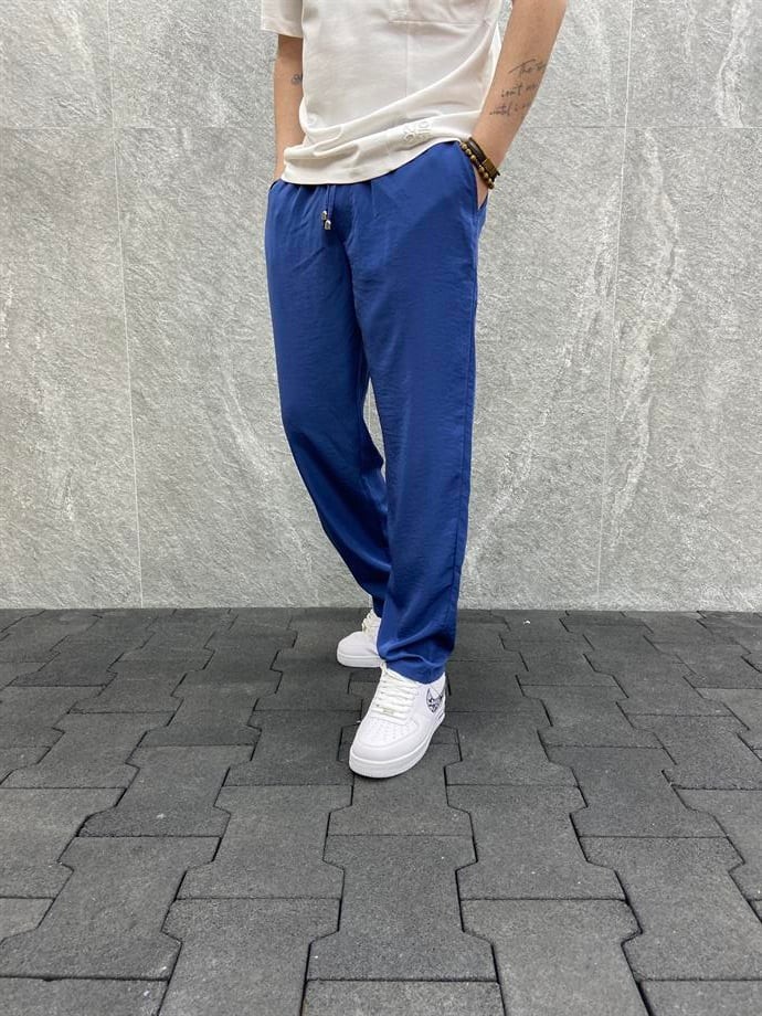 Rahat Kalıp Beli Lastikli Baggy  Paraşüt İndigo   Pantolon