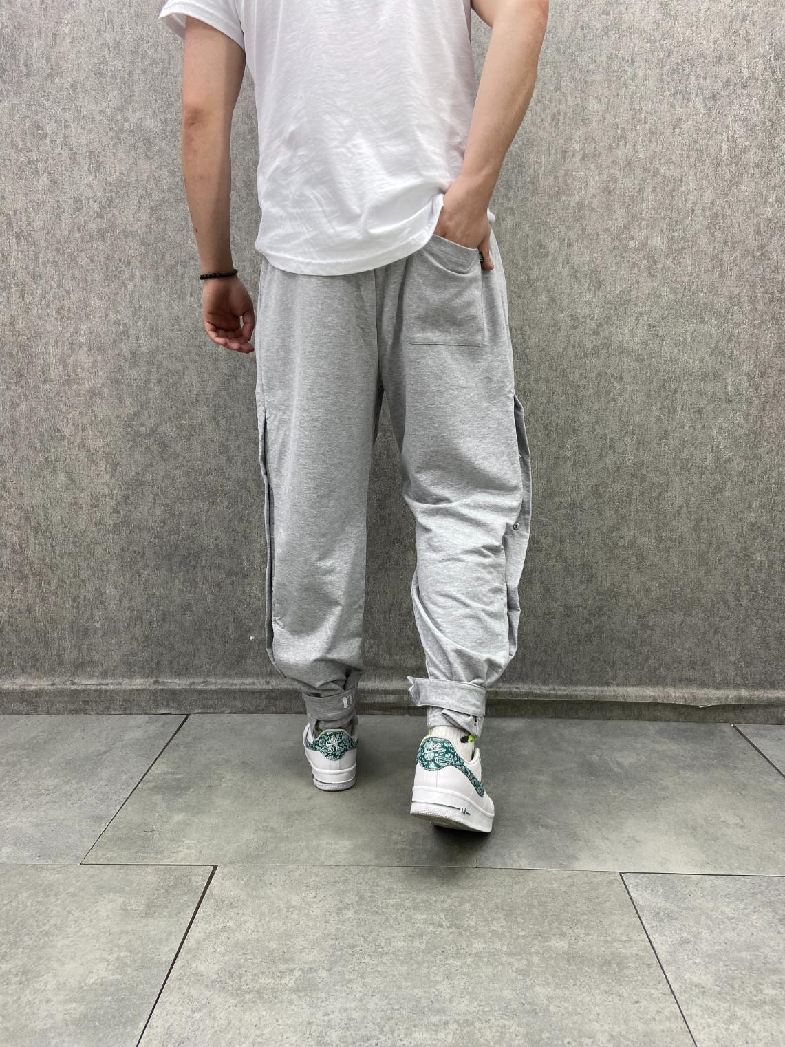Rahat Kalıp Beli Lastikli Yanları Çıt Çıtlı Pamuk Örme Gri Jogger