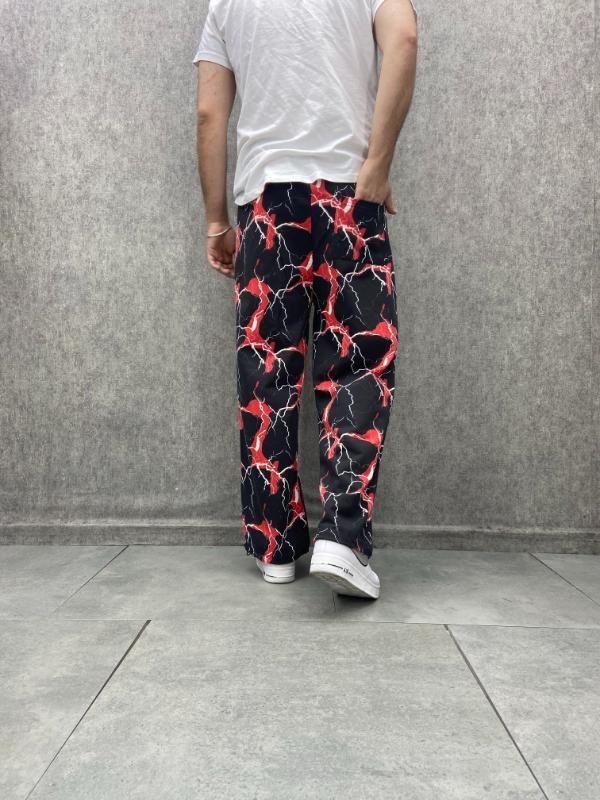 Beli Lastikli Stoperli Boru Paça Desenli  Baggy Pantolon