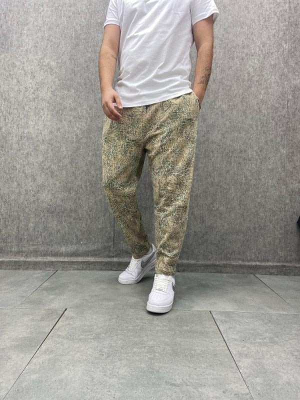 Beli Lastikli Desenli Baggy Pantolon