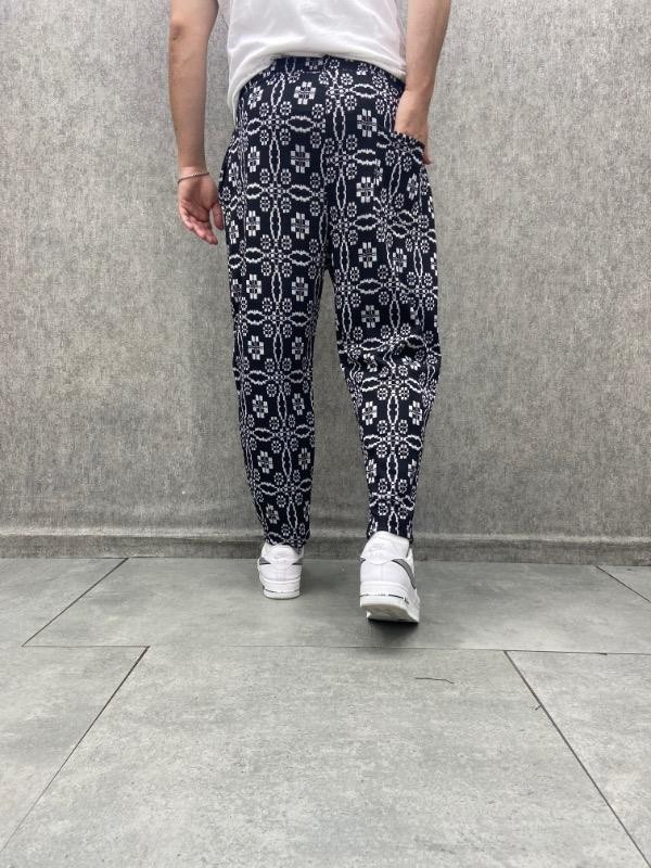 Beli Lastikli Bohem Baggy Desenli Pantolon