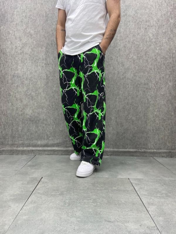 Beli Lastikli Stoperli Boru Paça Desenli  Baggy Pantolon
