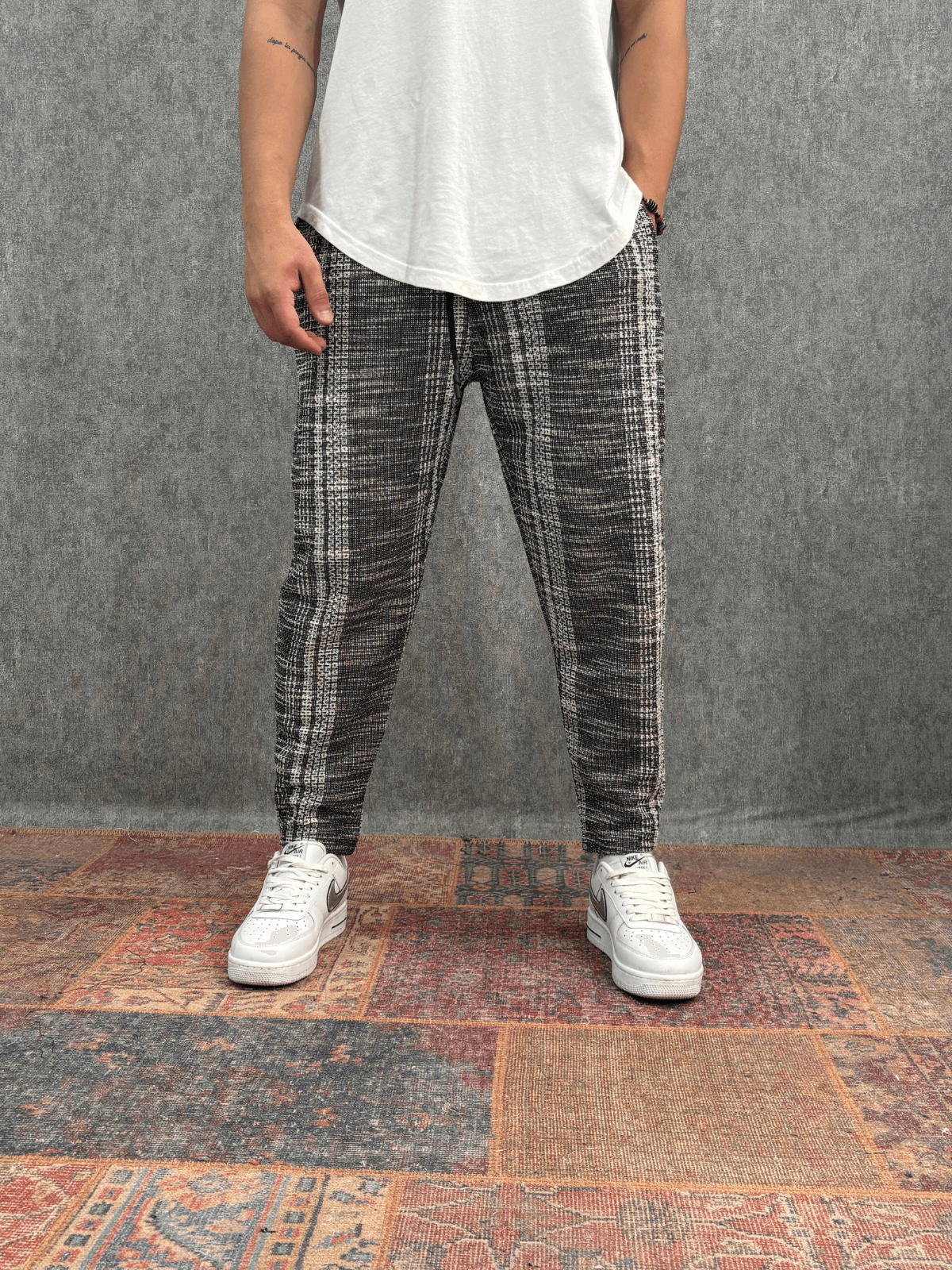 Beli Lastikli  Desenli  Baggy Pantolon