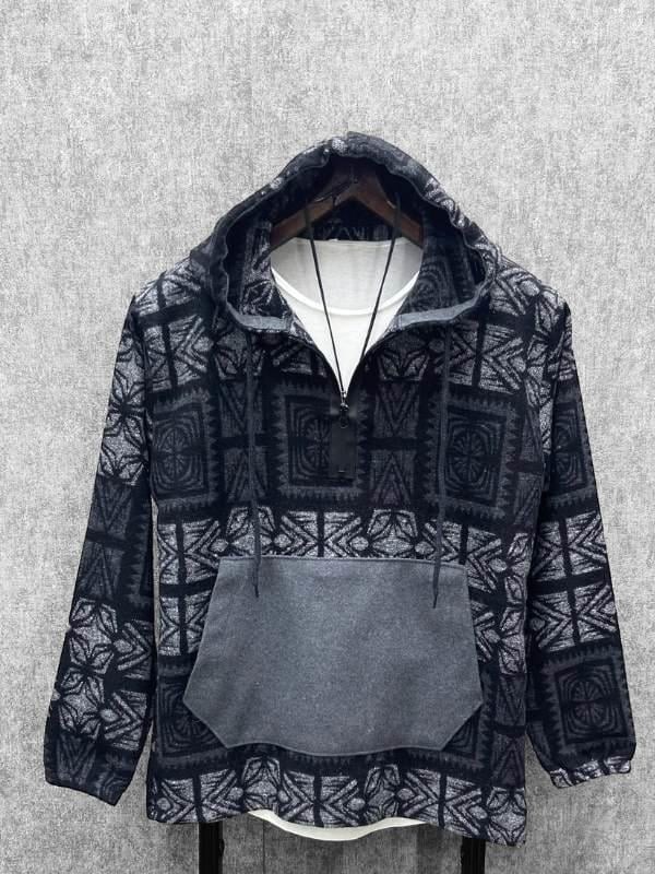 Oversize Kapüşonlu Otantik Oduncu Sweatshirt