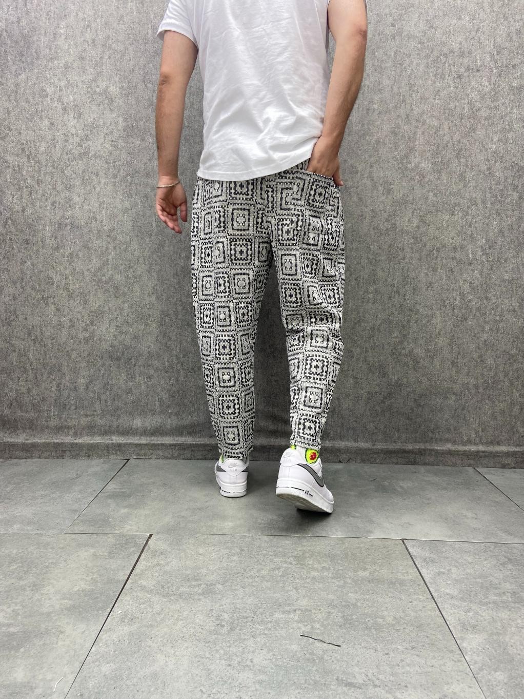 Beli Lastikli Desenli  Baggy Pantolon