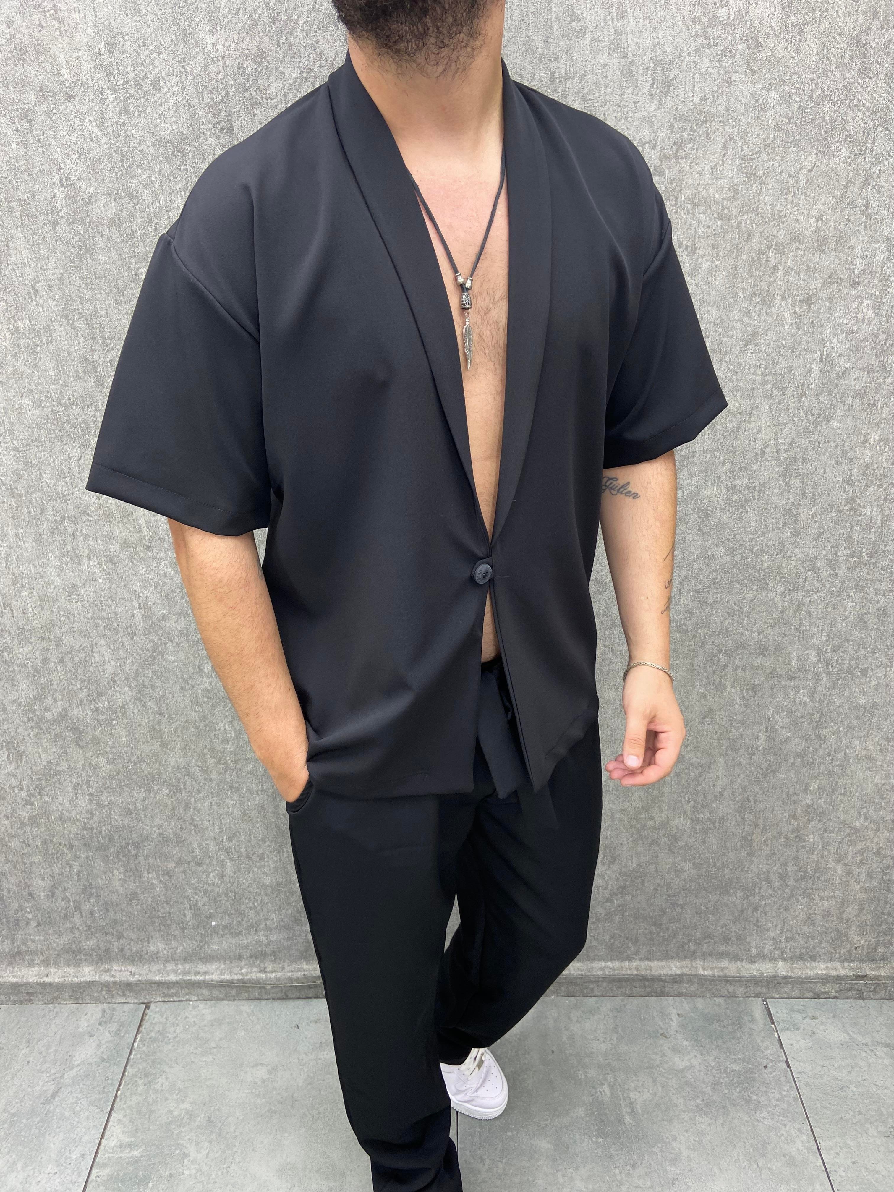 Oversize Tek Düğmeli Astarsız Ceket