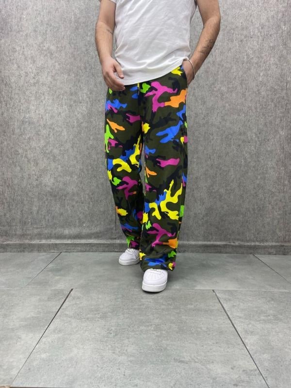Beli Lastikli Stoperli Boru Paça Desenli  Baggy Pantolon