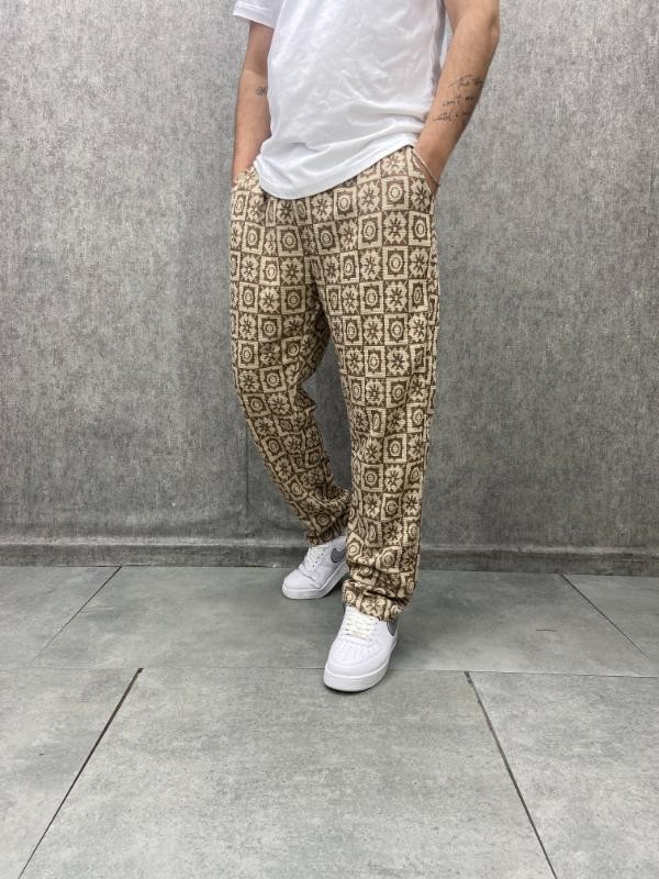 Beli Lastikli Desenli  Bohem Pantolon