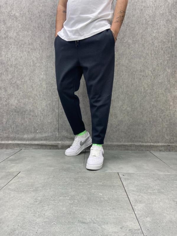 Beli Lastikli Düz Paça Siyah Baggy Pantolon