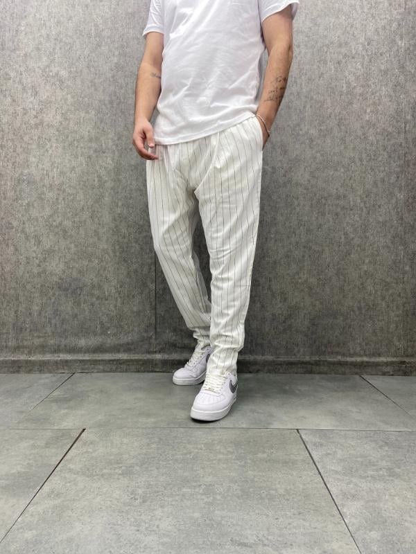 Beli Lastikli Çizgili  Baggy Pantolon