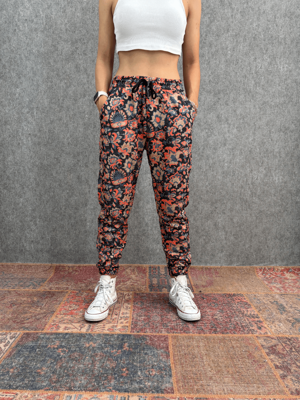 Bel ve Paça Lastikli Desenli Jogger