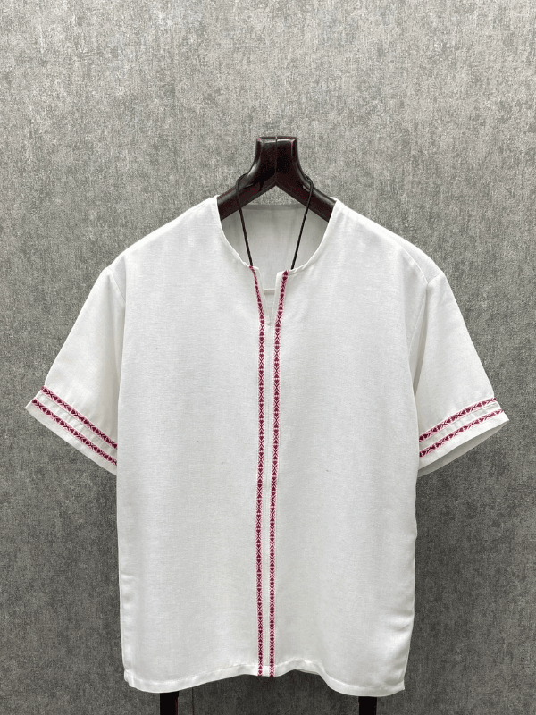 Oversize Bohem Nopeli Pamuk Keten Beyaz Tshirt