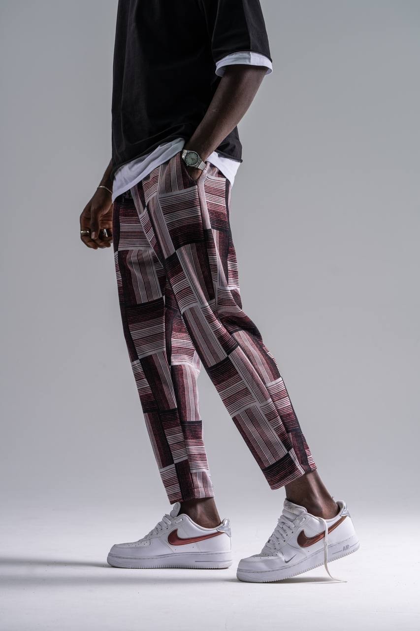 Beli Lastikli Ekoseli Baggy Pantolon 