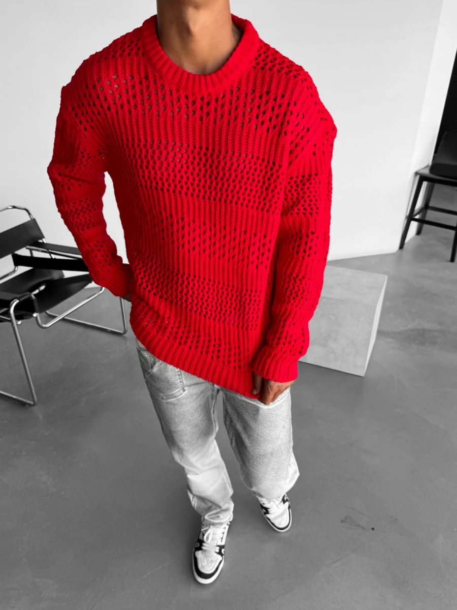 Oversize Kırmızı Triko