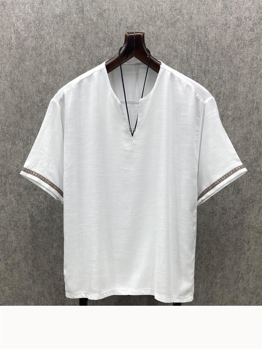 Oversize Bohem Pamuk Örme Beyaz Tshirt