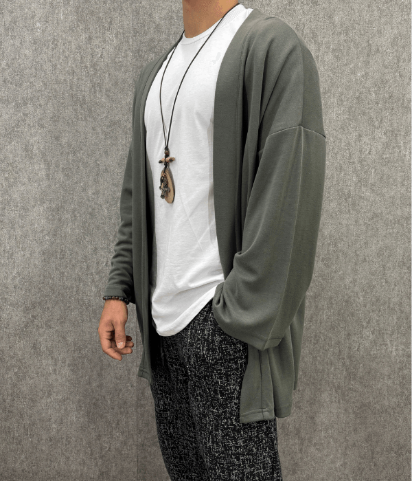 Oversize Fakir Kol Haki Kimono