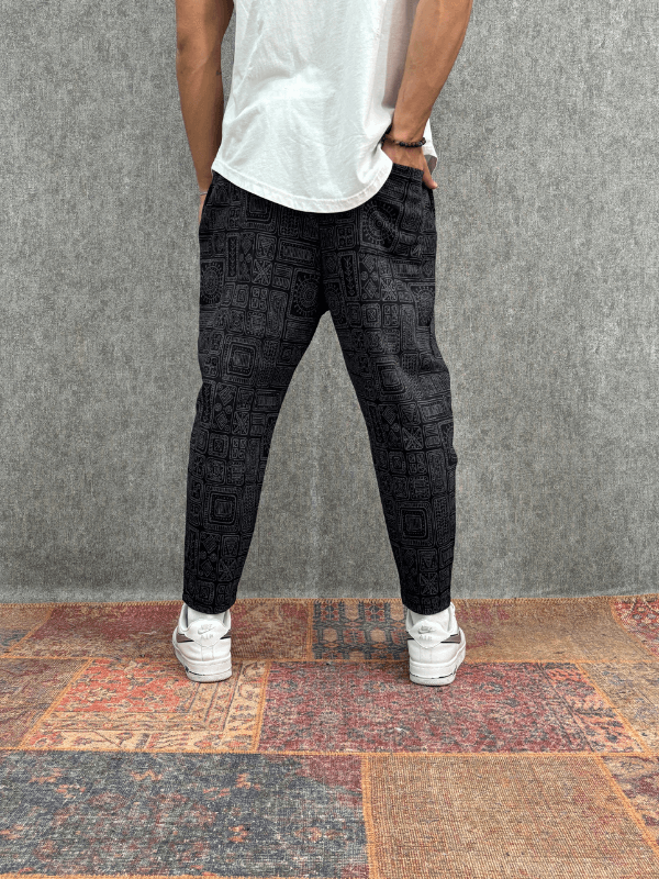 Beli Lastikli Desenli  Baggy Pantolon