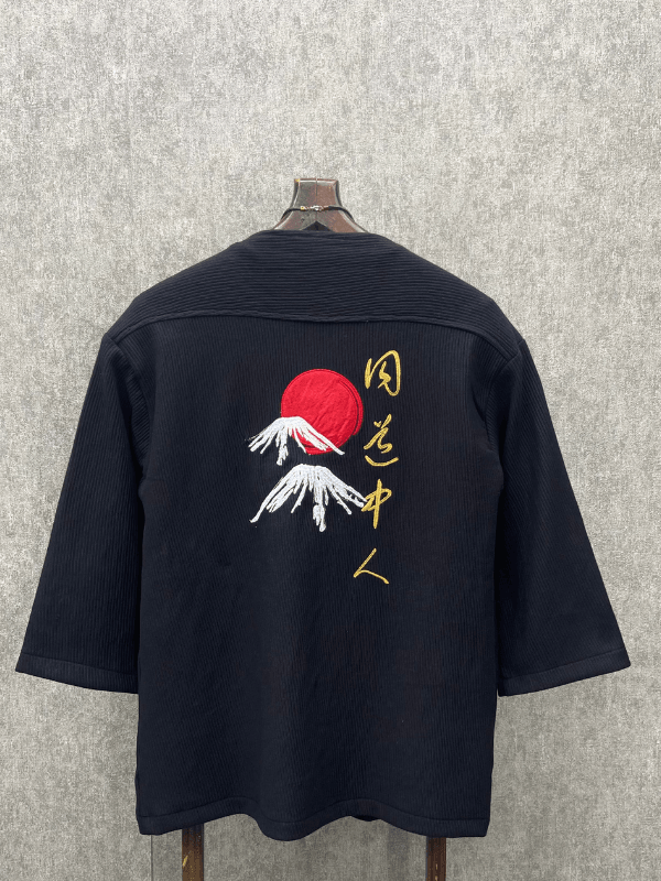 Oversize Japanese Pamuklu Siyah Kimono