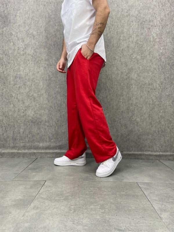 Bel ve Paça Ayarlanabilir  Lastikli Kırmızı  Baggy  Pantolon