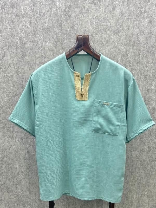 Oversize El İşi Detaylı Bohem Mint Tshirt