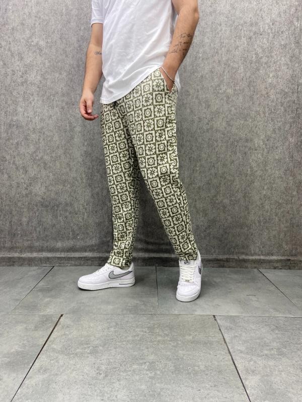 Beli Lastikli Desenli  Bohem Pantolon