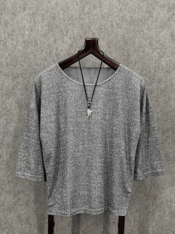 Oversize Nokta Desenli Fakir Kol Tshirt 