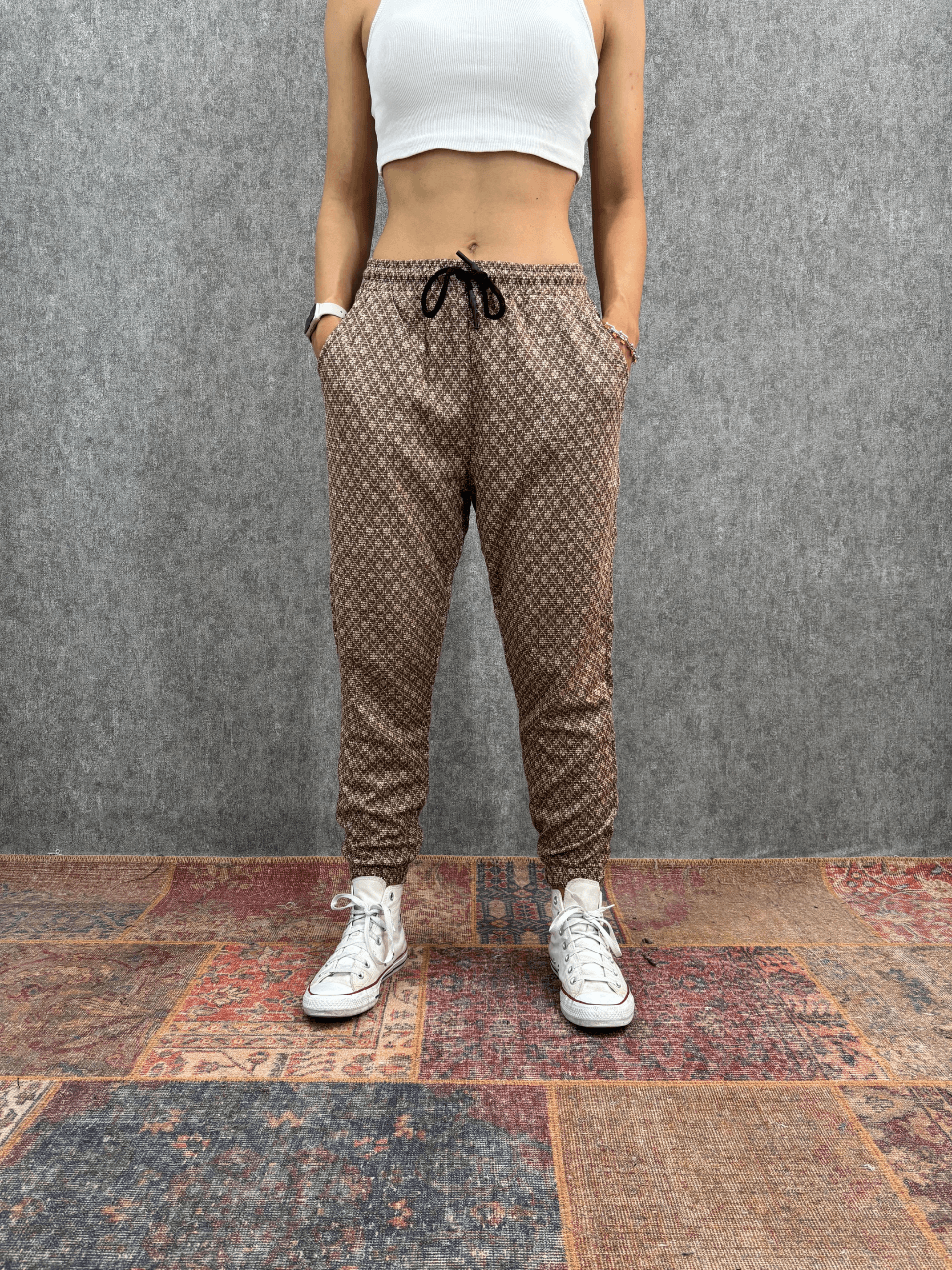Bel ve Paça Lastikli Desenli Jogger