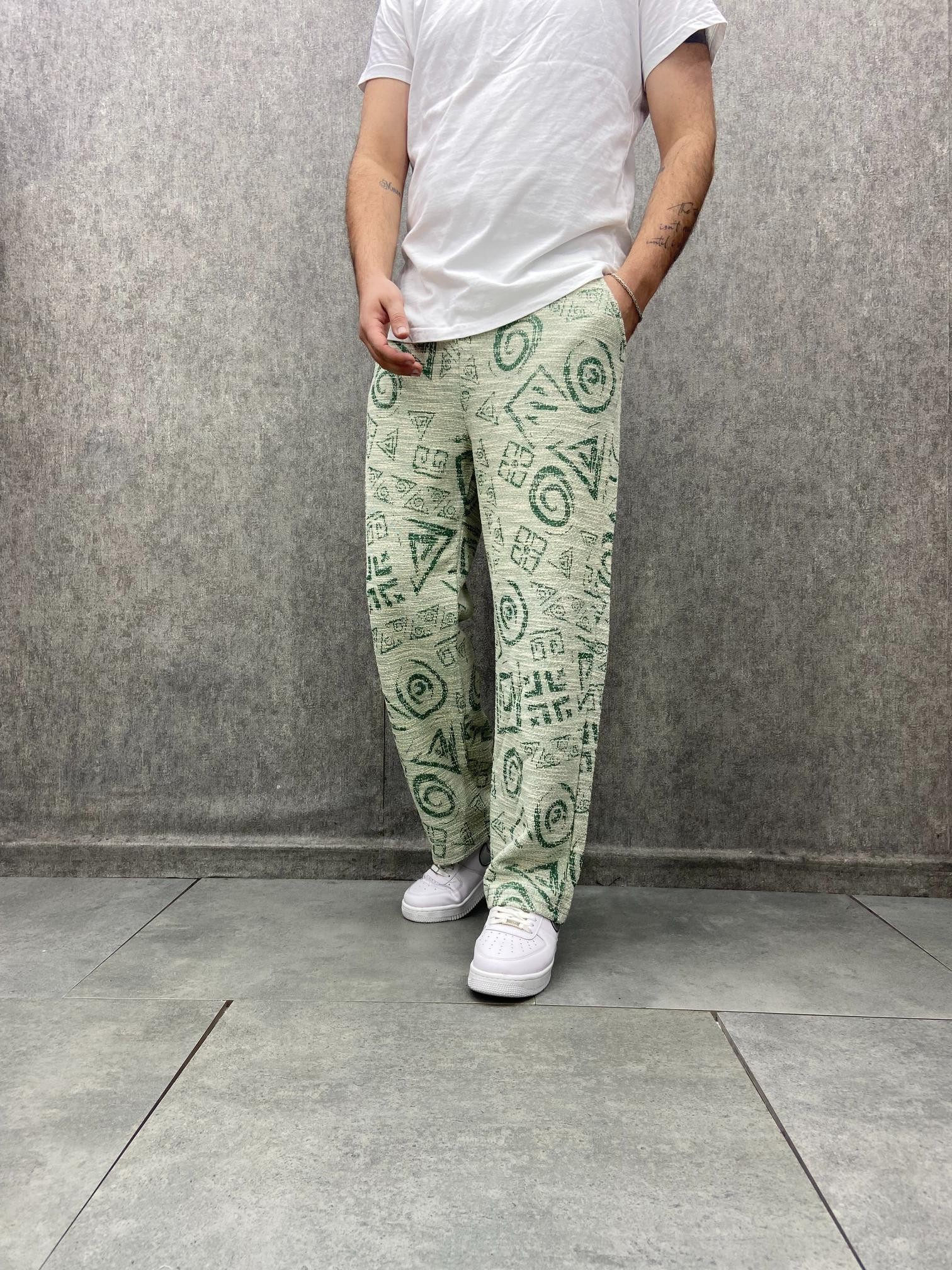 Beli Lastikli Aztek Desenli Baggy Pantolon