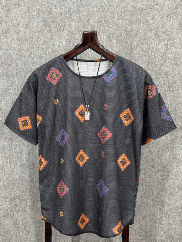 Oversize Desenli Bohem Tshirt