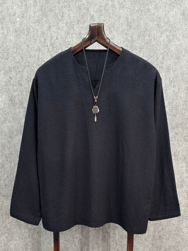 Oversize Pamuk Keten Siyah Tshirt