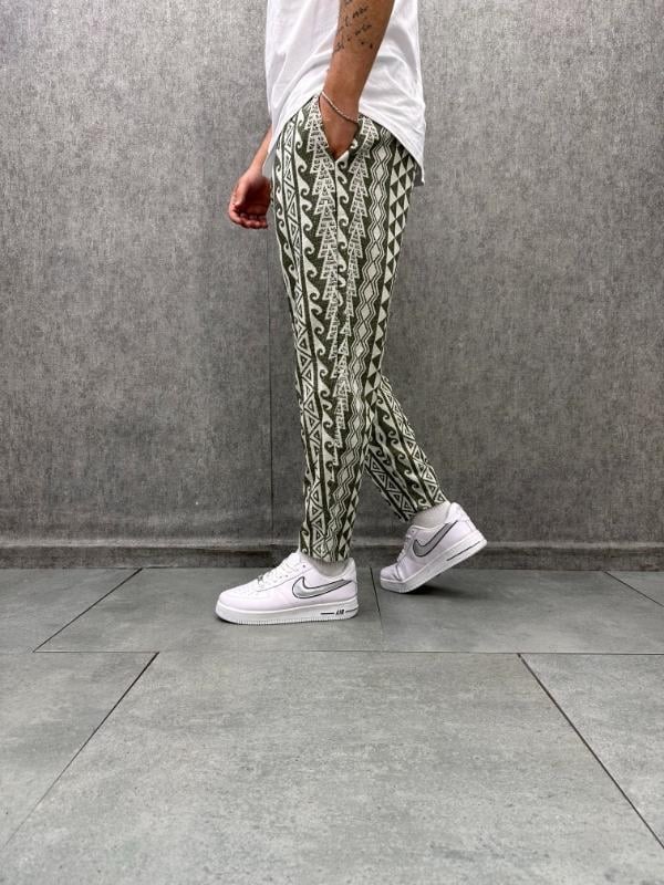 Beli Lastikli Aztek Desenli  Bohem Baggy Pantolon