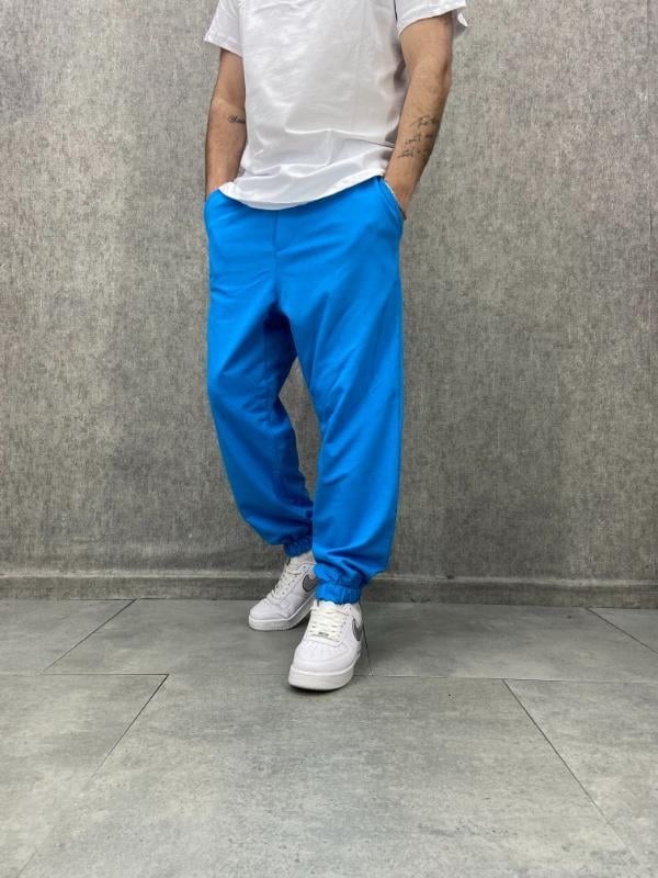 Bel ve Paça Lastikli Mavi Jogger