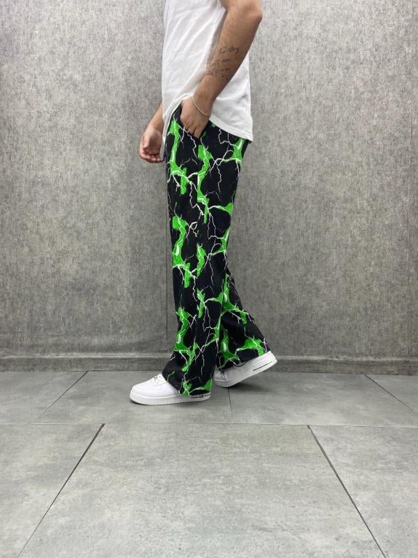 Beli Lastikli Stoperli Boru Paça Desenli  Baggy Pantolon