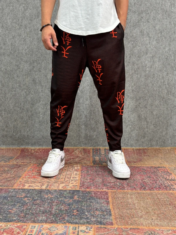 Beli Lastikli Chinese Desenli  Baggy Pantolon 