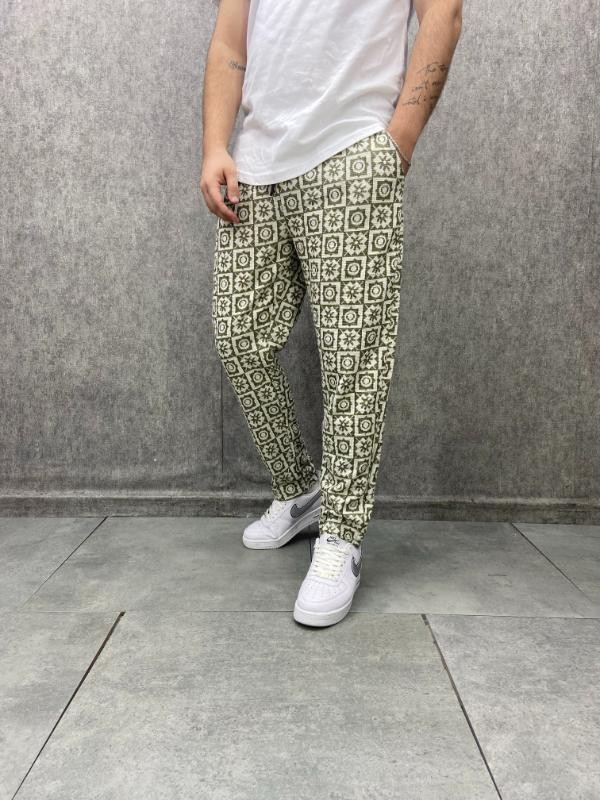 Beli Lastikli Desenli  Bohem Pantolon