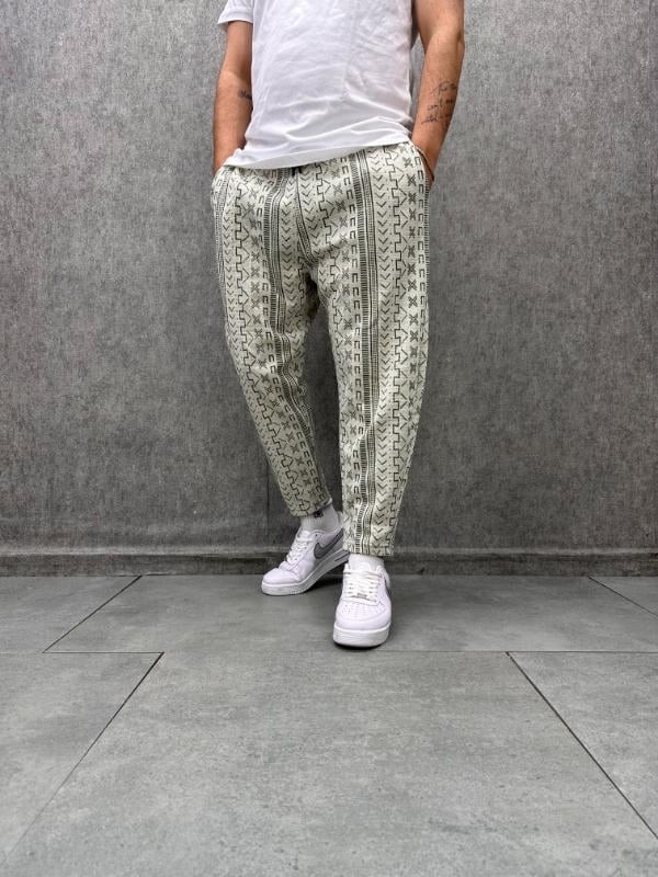 Beli Lastikli Aztek Desenli  Bohem Baggy  Pantolon