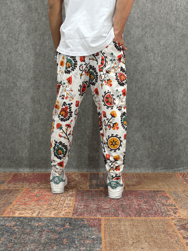 Beli Lastikli Desenli Baggy Pantolon