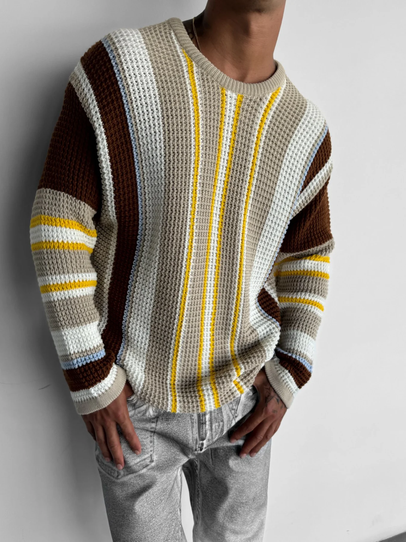 Oversize Çizgili Triko