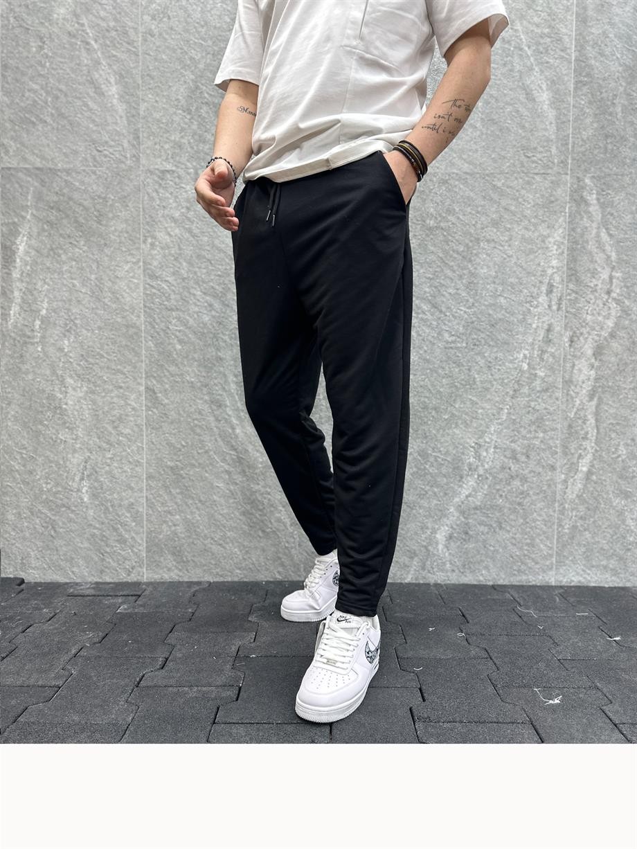 Beli Lastikli Siyah Baggy Pantolon