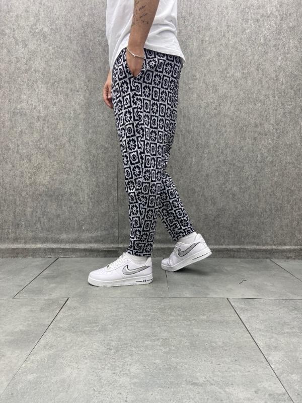 Beli Lastikli Bohem Baggy Desenli Pantolon