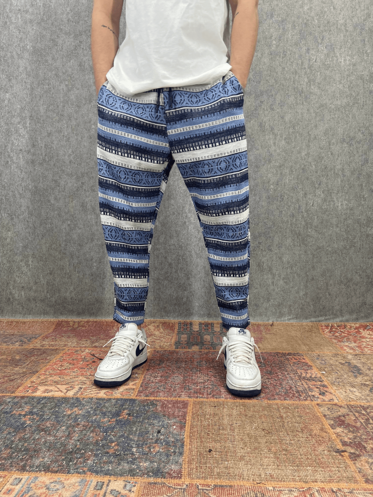 Beli Lastikli Pamuklu Bohem Desenli Baggy Pantolon