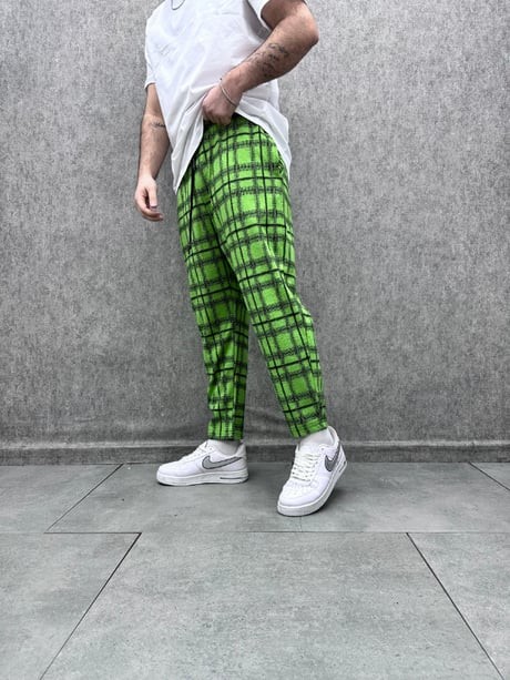 Beli Lastikli Ekoseli Baggy Pantolon