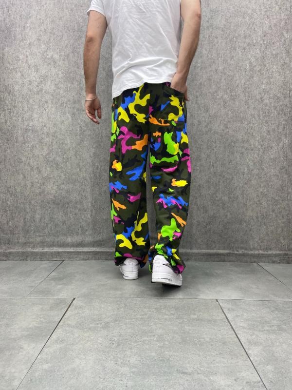 Beli Lastikli Stoperli Boru Paça Desenli  Baggy Pantolon