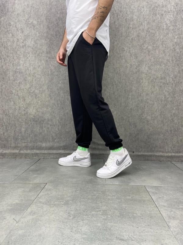 Bel ve Paça Lastikli Siyah Jogger