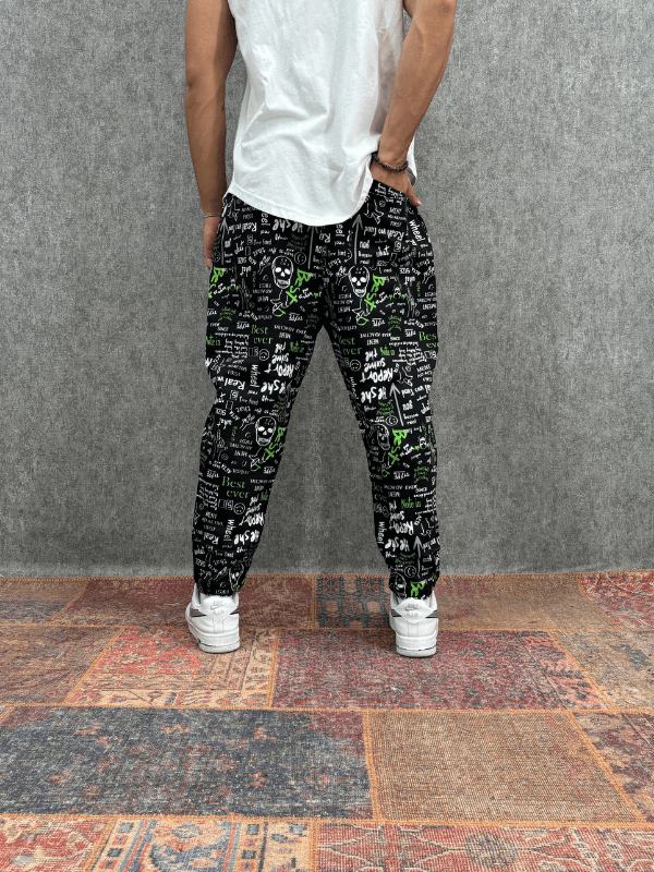 Beli Lastikli Desenli  Baggy Pantolon