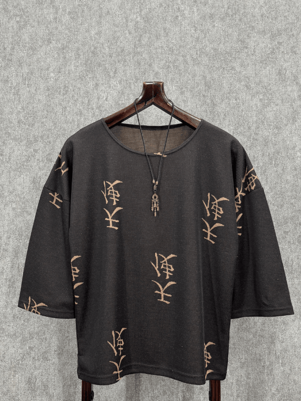 Oversize Bohem Fakir Kol Desenli Tshirt
