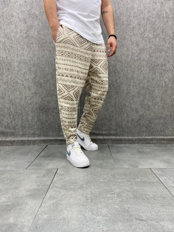 Beli Lastikli Aztek Desenli Bohem Bagyy  Pantolon