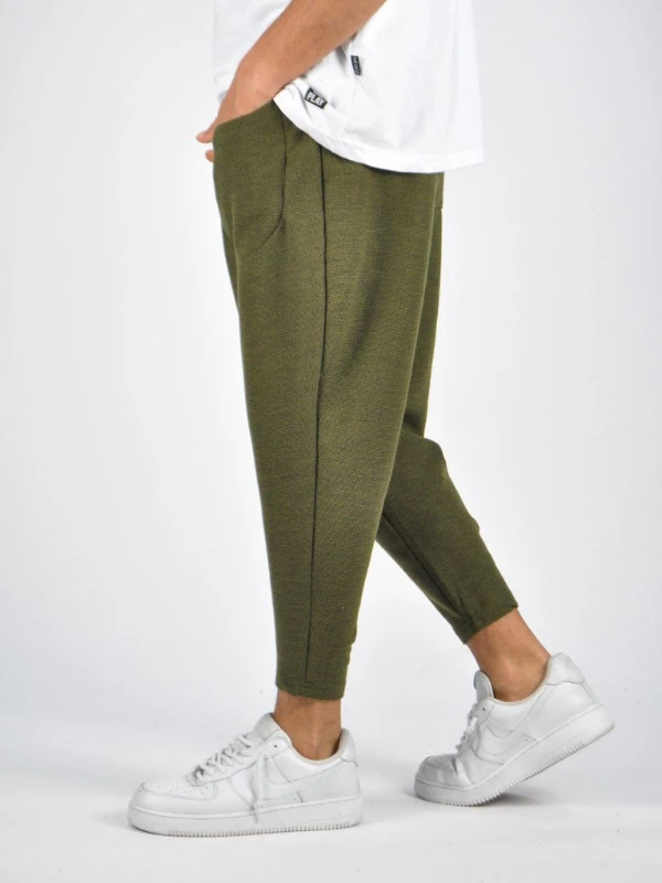 Beli Lastikli Ön Cep Detaylı Haki Baggy Pantolon