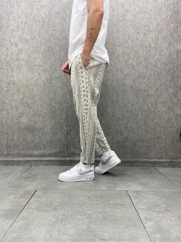 Beli Lastikli Desenli Baggy Pantolon